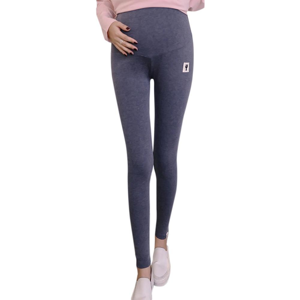 Kidlove söt kattunge mönster buken stöd leggings byxor för gravid kvinna: Mörkgrå / M
