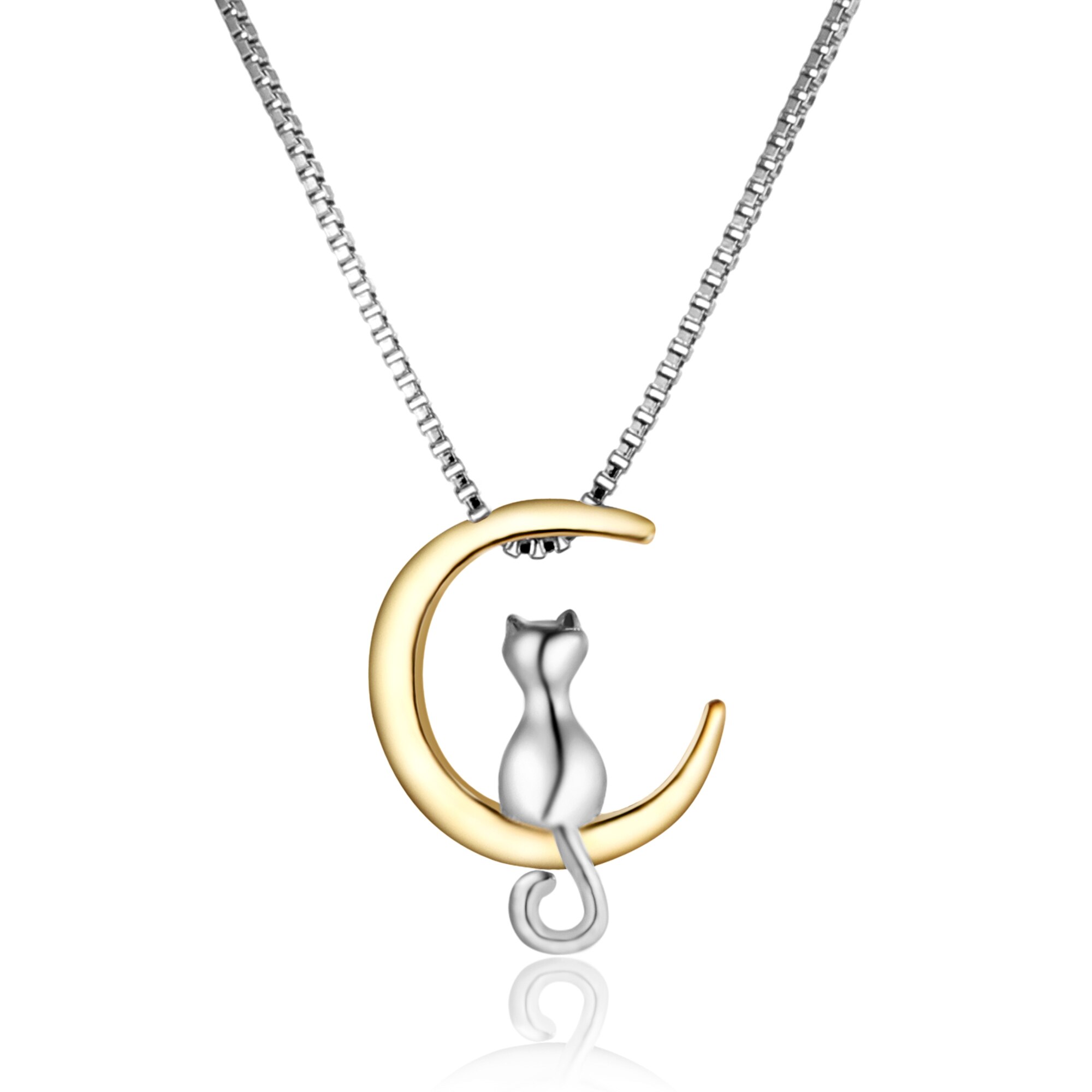 Personalità femminile Walking Cat collana con ciondolo simpatico gattino animale curvo semplice clavicola catena collane gioielli per feste: 16N0583