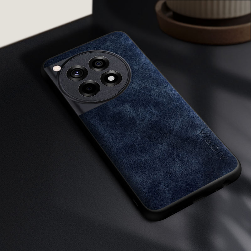Custodia elegante per Oneplus 12R 13R 11R 13 12 11 10T 10 pro coque premio resistente copertura in pelle pu funda capa: Eva / Blu scuro