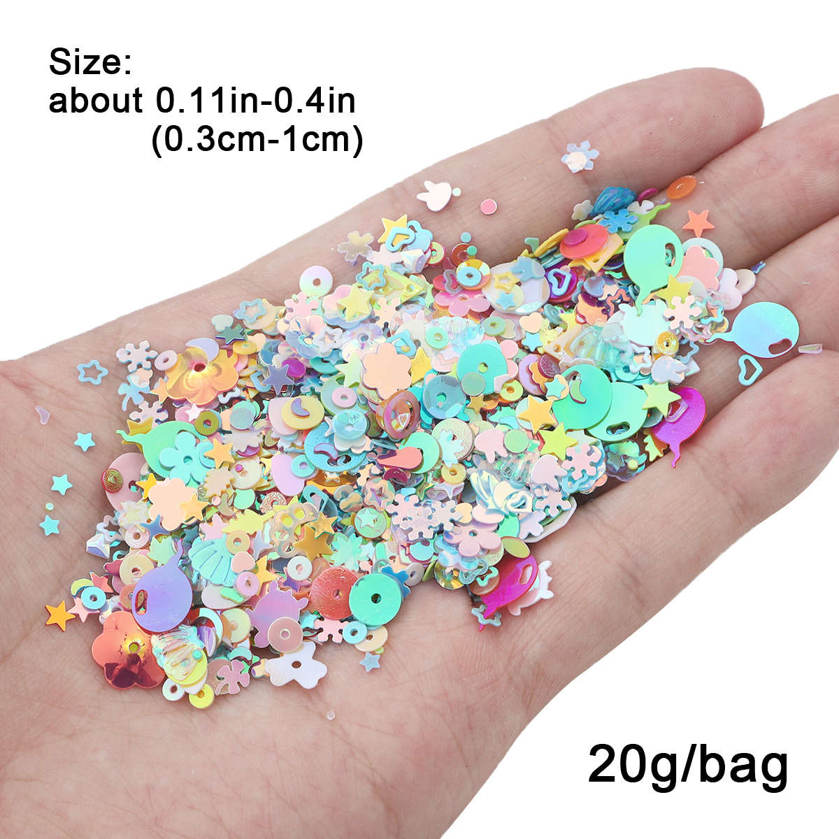 20 g/pak gemengde plastic kralenstukken, geleisteentjes, doe-het-zelf paillettenbenodigdheden