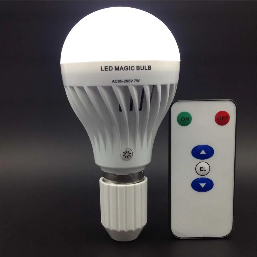7w e27 led-pærer genopladelig nødlampe med led-pære, varm hvid/hvid til soveværelse  ac 85-265v med ir-fjernbetjening: Hvid