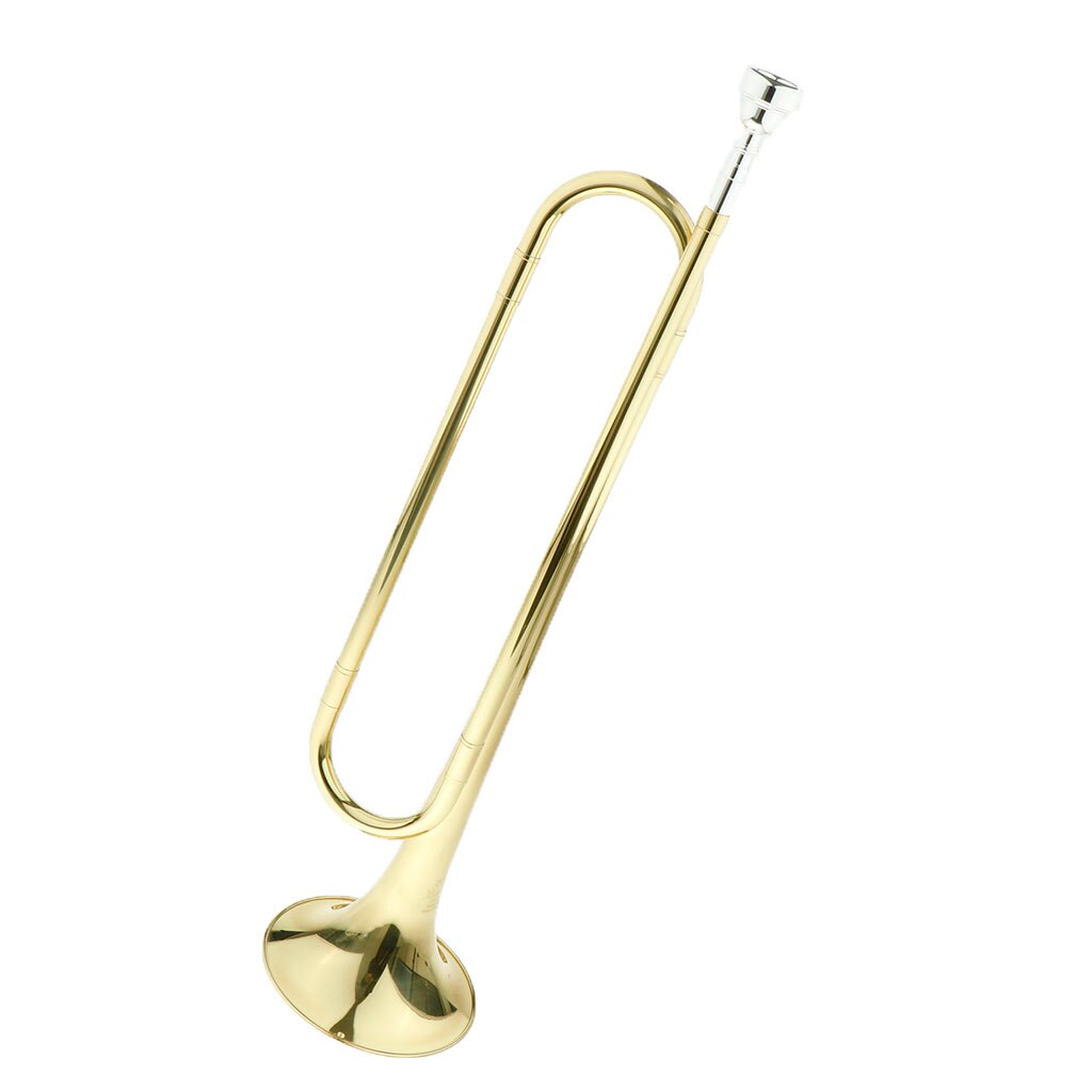 Durable Brass Youth Kids Students Mini Marching Bugle Trumpet Golden, B Key