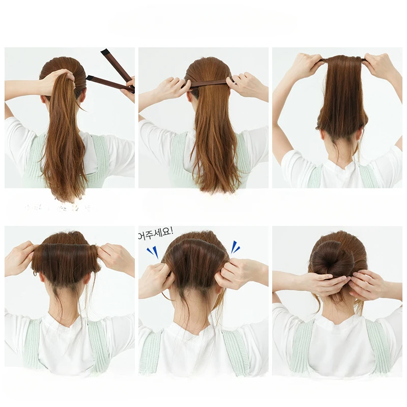 Magic Bun Maker-herramientas de bricolaje, banda para la cabeza de capullo de Donut sintético, banda para el cabello con bola giratoria, accesorios para el cabello para mujeres y niñas, plato francés dulce hecho