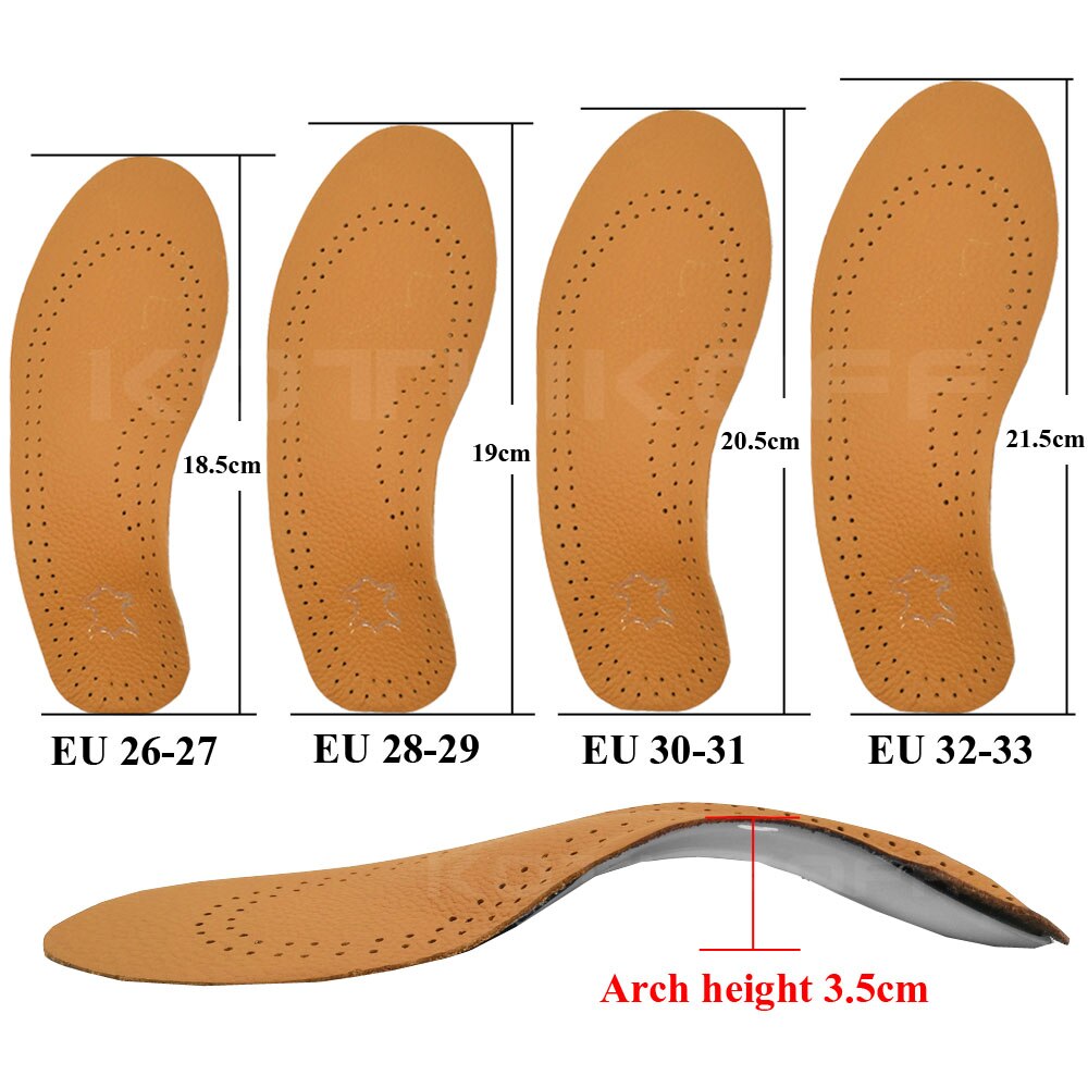 Plantillas ortopédicas para pies planos para calzado de hombre mujer y niño, plantilla para zapato, corrección de arco del pie, de cuero, piel, unisex