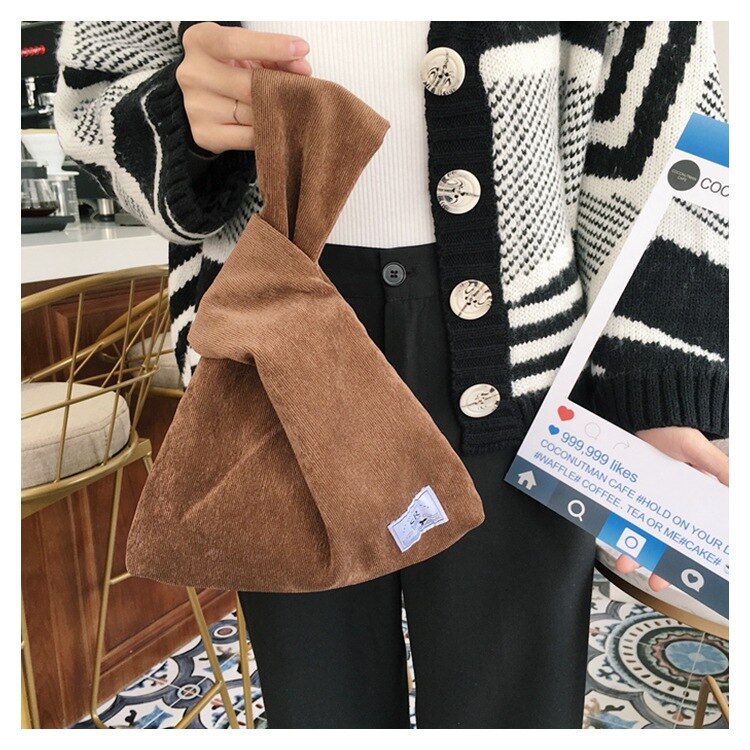 Japansk retro håndtaske armbånds taske solid snor taske håndtaske diverse taske telefon nøgle taske femme afslappet taske sac harajuku: Brun