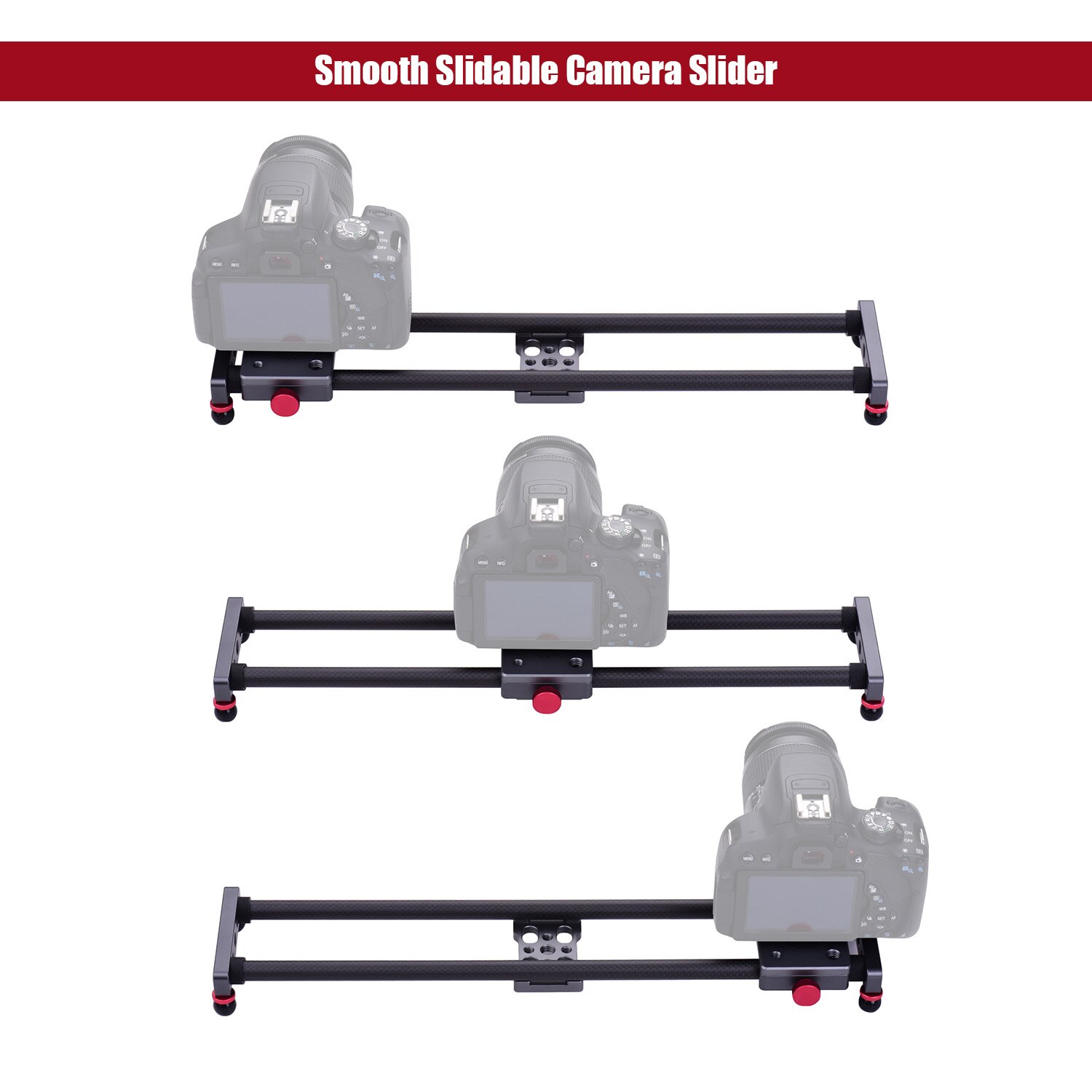 Curseur de caméra de photographie, curseur de vidéo Dolly Rail de 40cm/15.7 pouces pour Nikon Canon Sony DSLR, caméscope pour Smartphones