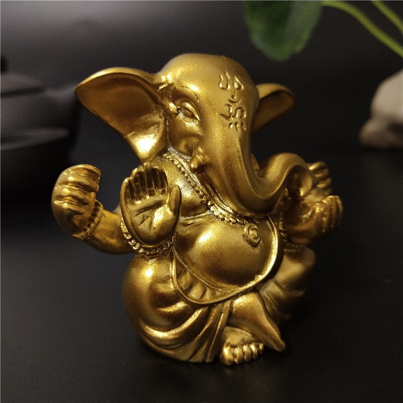 Gyllene elefant gud lord ganesha buddha staty indisk ganesh skulptur figurer ornament hem trädgård buddha dekoration statyer