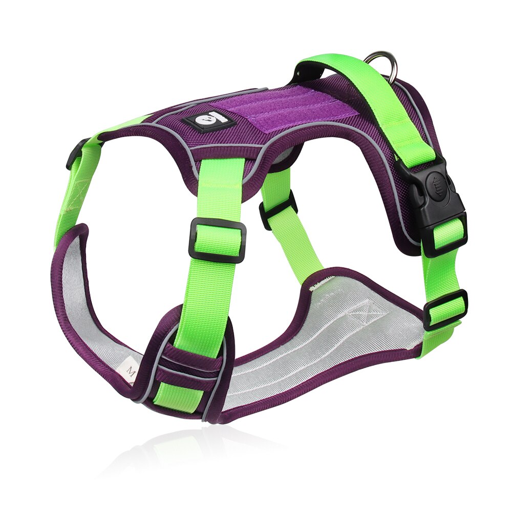 Nylon Dog Harness For Big Dogs Adjustable Safety Large Dog Harness Vest French Bulldog Greyhound Outdoor Walking Harnesses: Purple / S