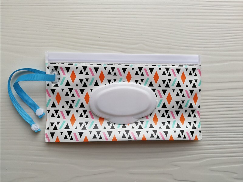 Portable Baby Wet Wipes Storage Bag Stroller Carrying Case Easy Carry Snap Strap Wipes Container Clamshell Cosmetic Pouch: Style 9