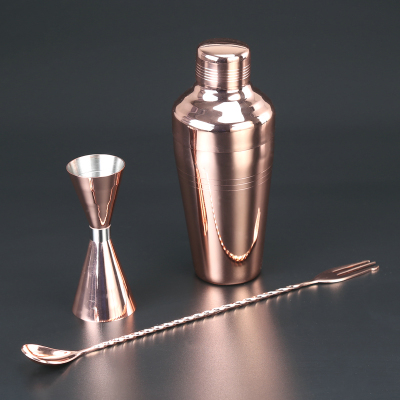 Cocktail Shaker Bar Set 3 Stuks Rvs Japanse Stijl Drie Sectie Baron Shaker Cocktail Bar Gereedschap: Copper Set