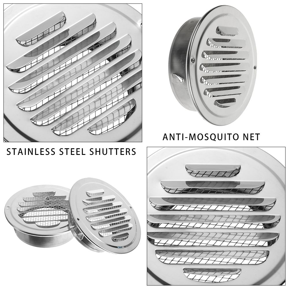 Round Ducting Ventilation Grilles Stainless Steel Exterior Wall Air Vent Grille Various Size Home Office Air Vent