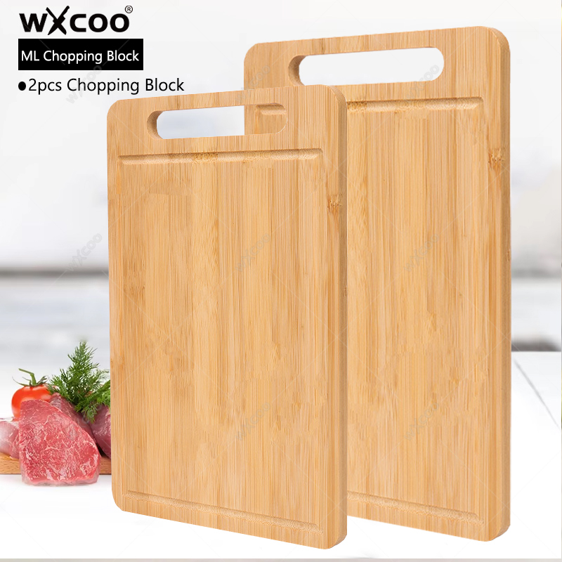 WXCOO-Juego de tablas de cortar de bambú para cocina, tablas de cortar de madera para preparar y servir comida en la cocina, 1-3 uds.: YELLOW