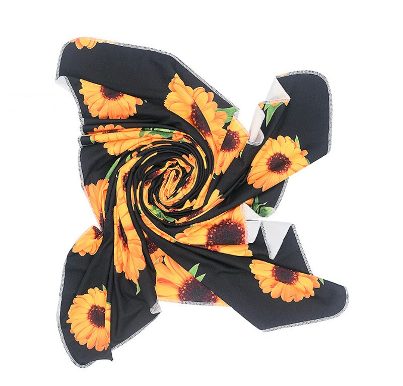 Dla niemowląt 2 sztuka snu zawinąć zestawy wzór słonecznik koc Bowknot z pałąkiem na głowę