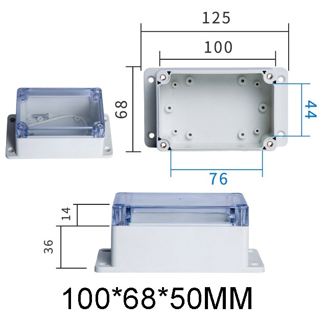 IP65 Plastic Transparent Box Waterproof ABS Visible Wire Junction Box Enclosures For Electronics Outdoor Instrument Project Box: 100x68x50mm