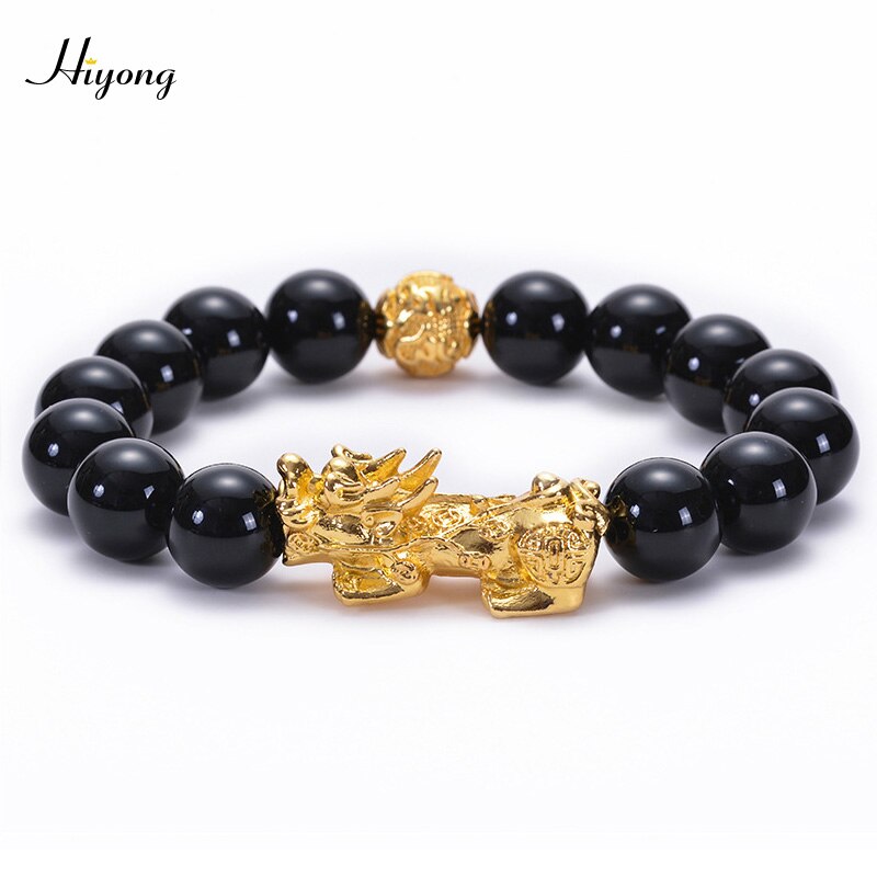 Feng shui preto obsidian grânulos pulseira de alta qualidade pixiu riqueza pulseiras para homens charme buda liga jóias: Pixiu Bracelet10