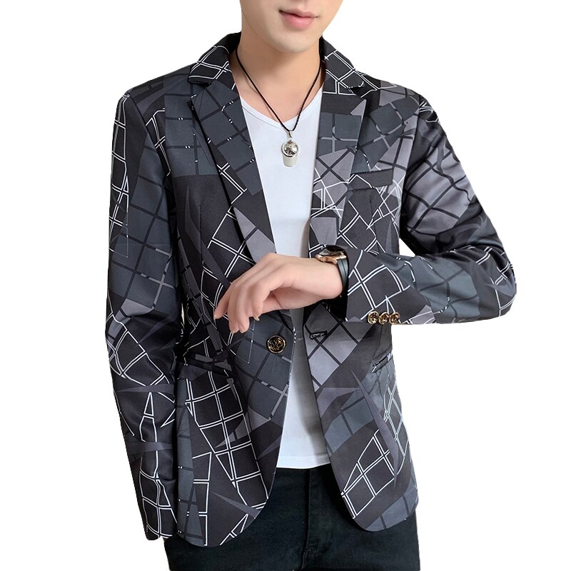 Höstkavaj masculino bröllopskavaj slim fit streetwear casual kostym jacka rutig klänning kappa ropa hombre