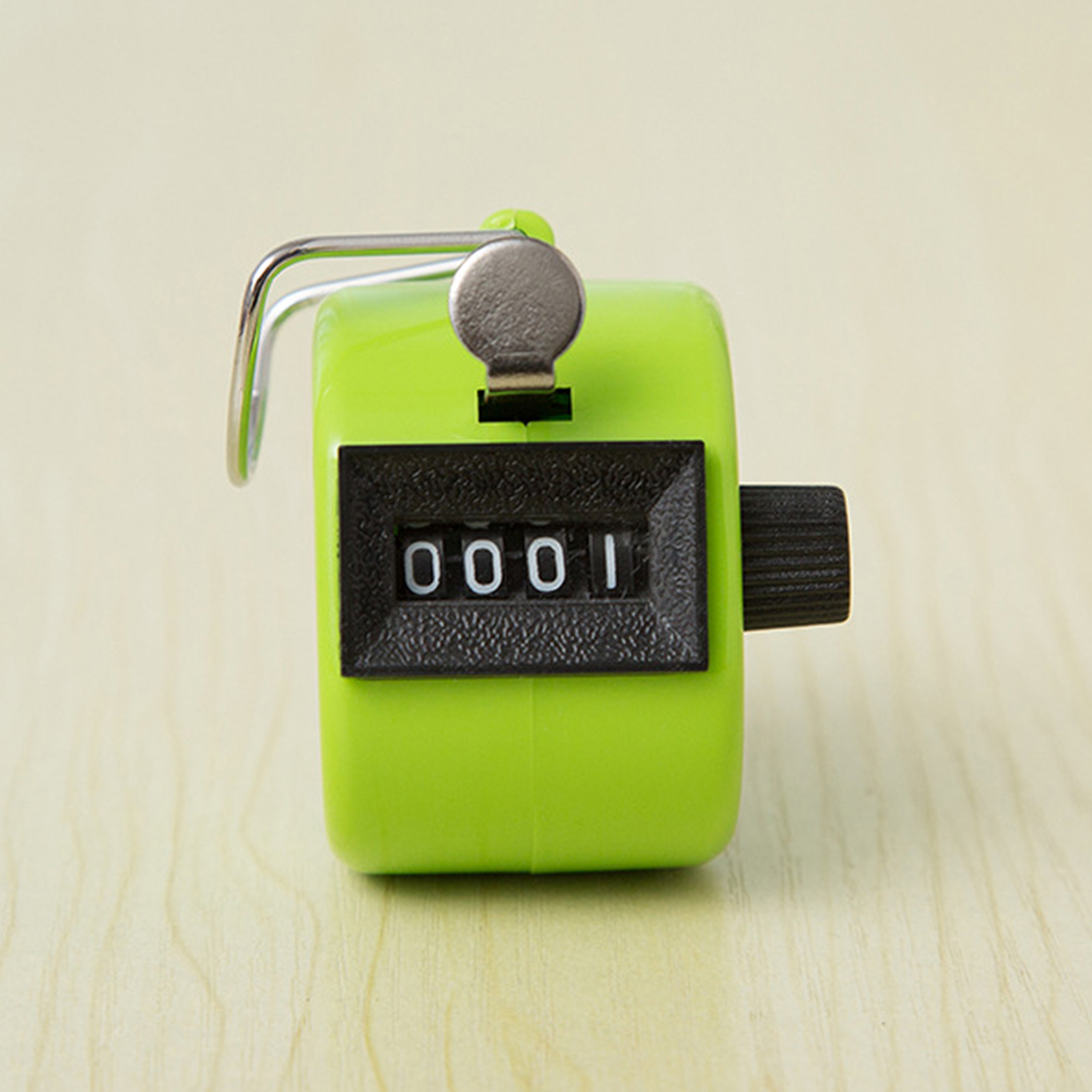 4 Digit Number Counters Metal Shell Hand Finger Display Manual Counting Tally Clicker Color Shell Timer Soccer Golf Counter: green