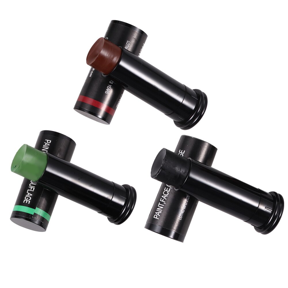 3Pcs Camouflage Gezicht Verf Sticks Gezicht Pretend Cs Gezicht Verf Voor Man Vrouw (Zwart Bruin Groen)