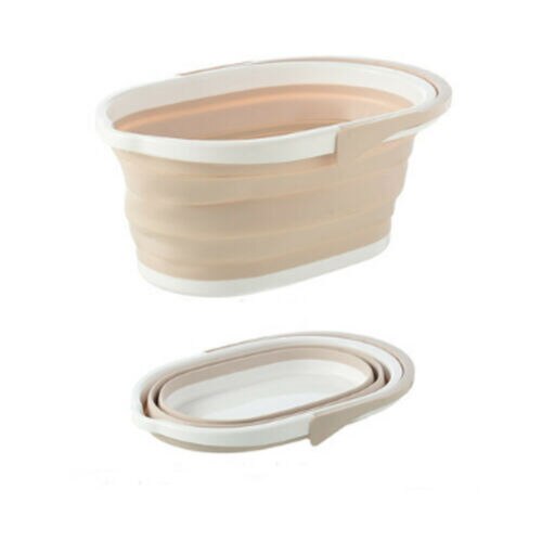 Home Buckets Foldable mop bucket collapsible wash basin sink with handle collapsible bucket Portable: Chocolate