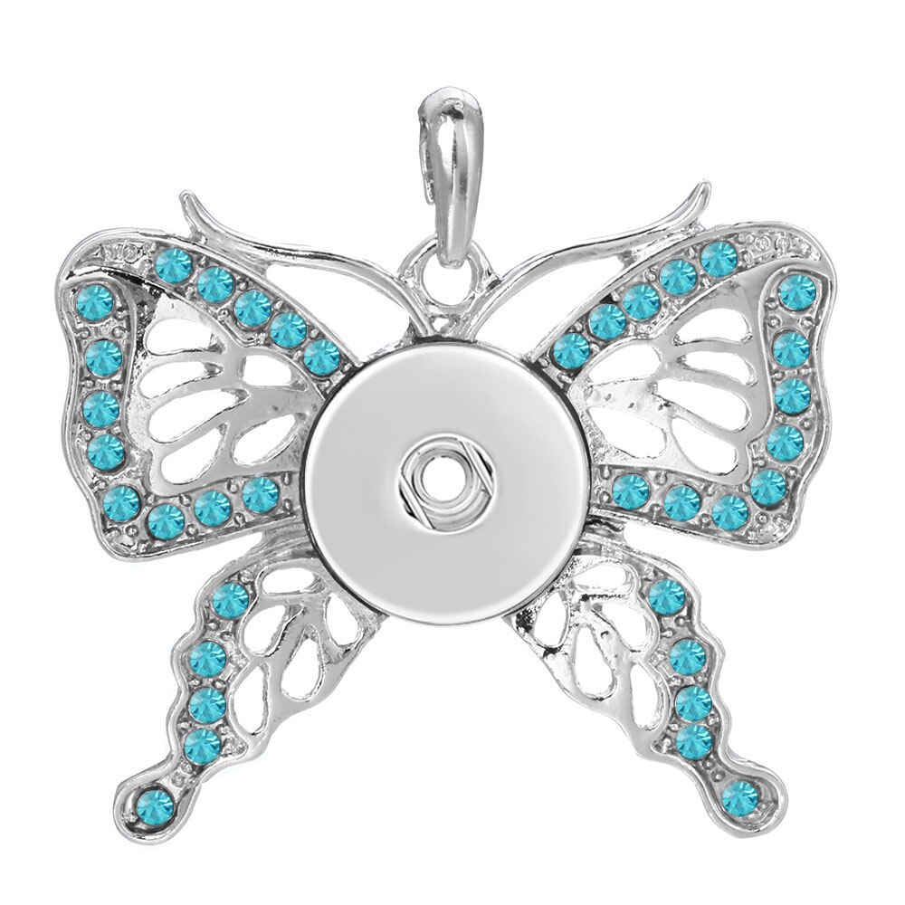 Colorful Butterfly Snap Button Pendant Jewelry Fit 18mm Metal Snap Buttons Jewelry Snap Pendant Necklace ZG146: 12