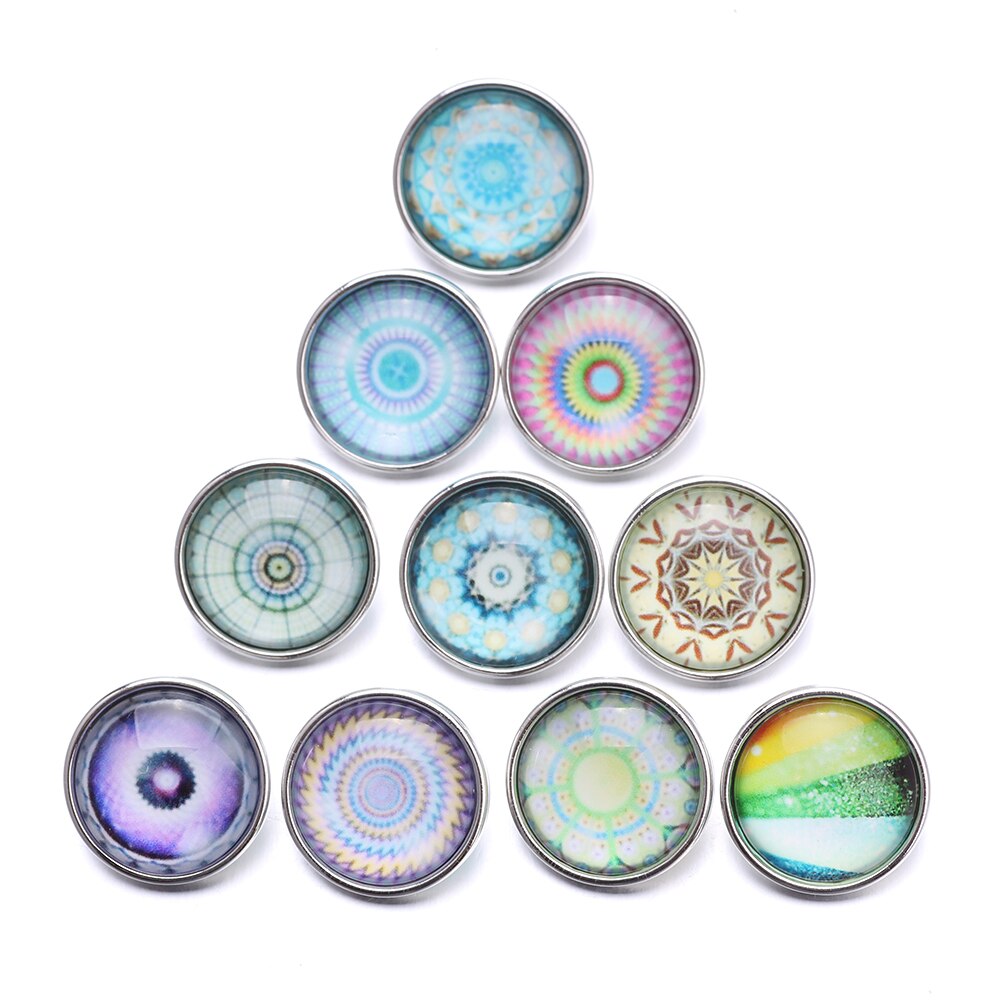 10 stücke gemischt 18mm Glasdruckknöpfe Jewelrys Bunte Reihe Glas Druckknöpfen passen Xinnver schnappen Armbinde Schmuck ZB356