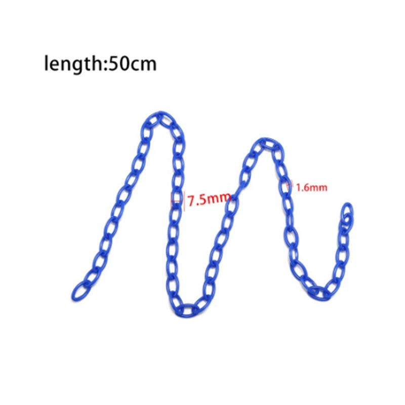 10/50 Uds. De cadena de eslabones acrílicos coloridos de 50cm de longitud, cadenas con cierre de langosta para cadena de ojos, accesorios de joyería, cadena de eslabones de plástico