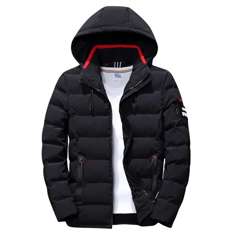 Drop Shipping New Fashion męska kurtka zimowa płaszcz z kapturem ciepłe męskie płaszcz zimowy Casual Slim Fit Student męski płaszcz Streetwear