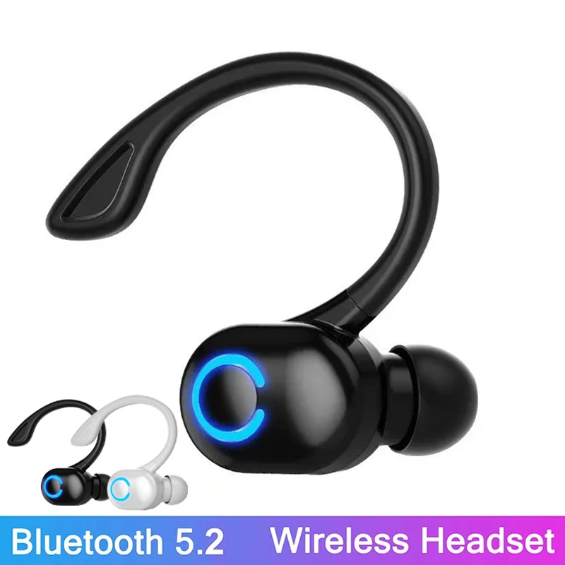 Écouteurs sans fil Bluetooth 5.2 avec crochet d'oreille, casque, écouteurs, stéréo, sport, jeu, sauna, téléphone, mini, basse HiFi, suppression du bruit, affaires