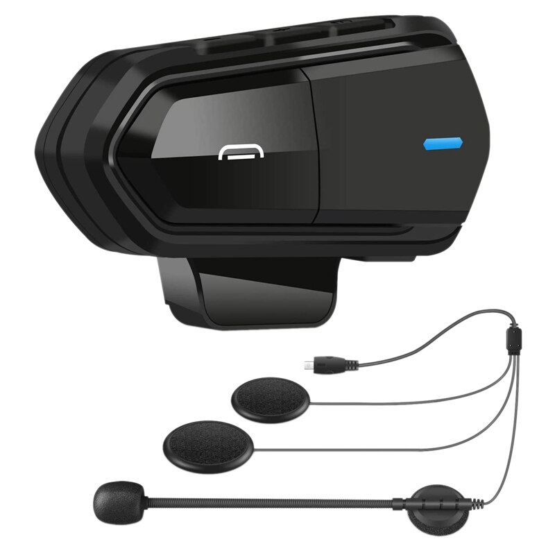 B35 Motorfiets Intercom Microfoon, Bluetooth 5.0 Helm Headset Interphone Fm Radio Hi-Fi Geluidskwaliteit Siri: Black