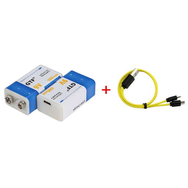 GTF-batería recargable de polímero de litio, dispositivo USB de 9V y 1000mAh para micrófono de juguete, Control remoto,: 2pcs and 1 cable