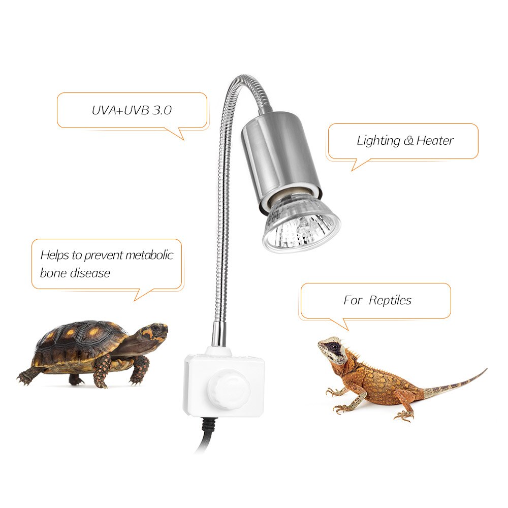 Terrarium reptiler ödla sköldpadda basking lampa 110-240v halogen pet värmelampa uva uvb sola lampa värmare belysning för sköldpaddor