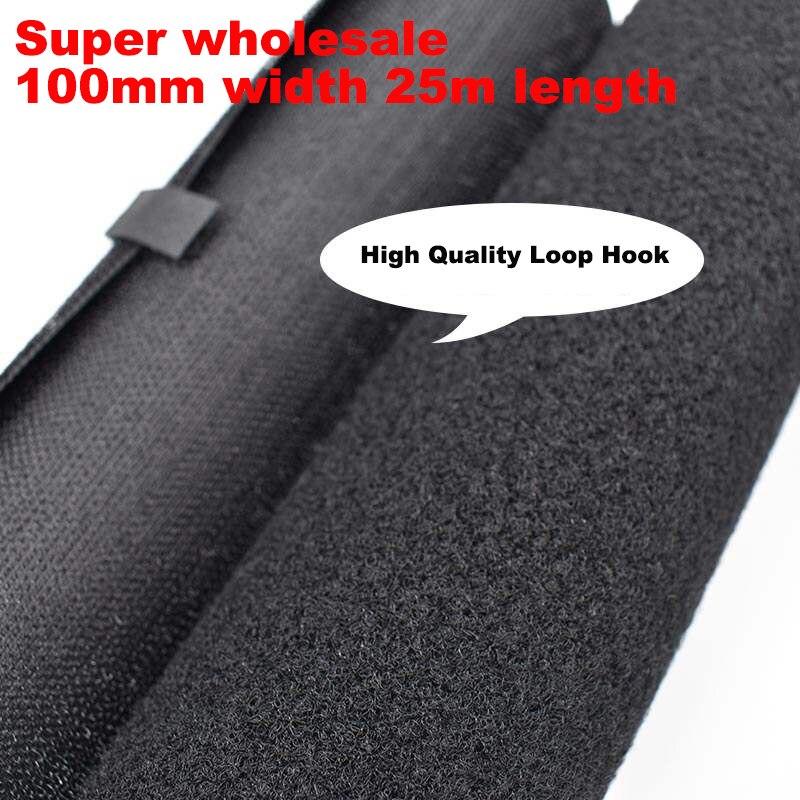 100MM Hook Loop 25Meter/Pair Adhesive Hook and Loop Fastener Tape Sew-On Accessories Black White Magic Tape No Glue