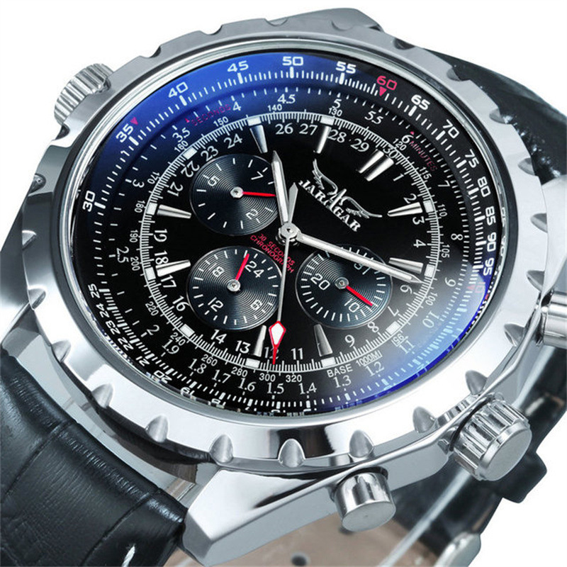 JARAGAR Mechanische Uhr Für Männer Luxus Uhr Große Zifferblatt Kalender Woche Display Leuchtende Edelstahl Männer Uhr Reloj Hombre: Blau