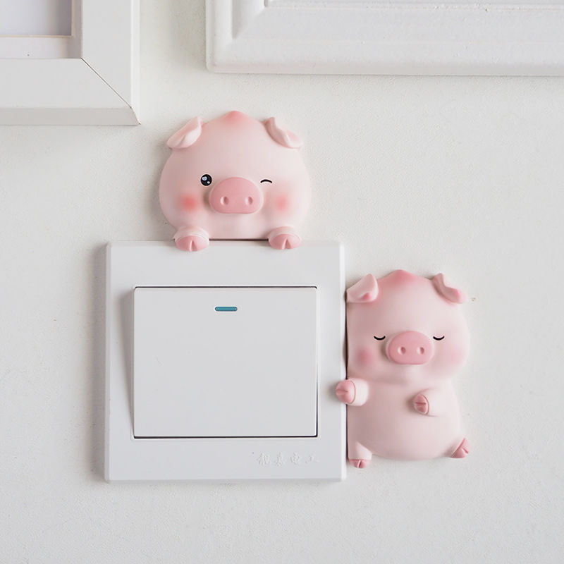 Resin Switch Stickers Pig Decorative Wall Stickers 3d Stereo Household Light Bedroom Switch Protective Cover