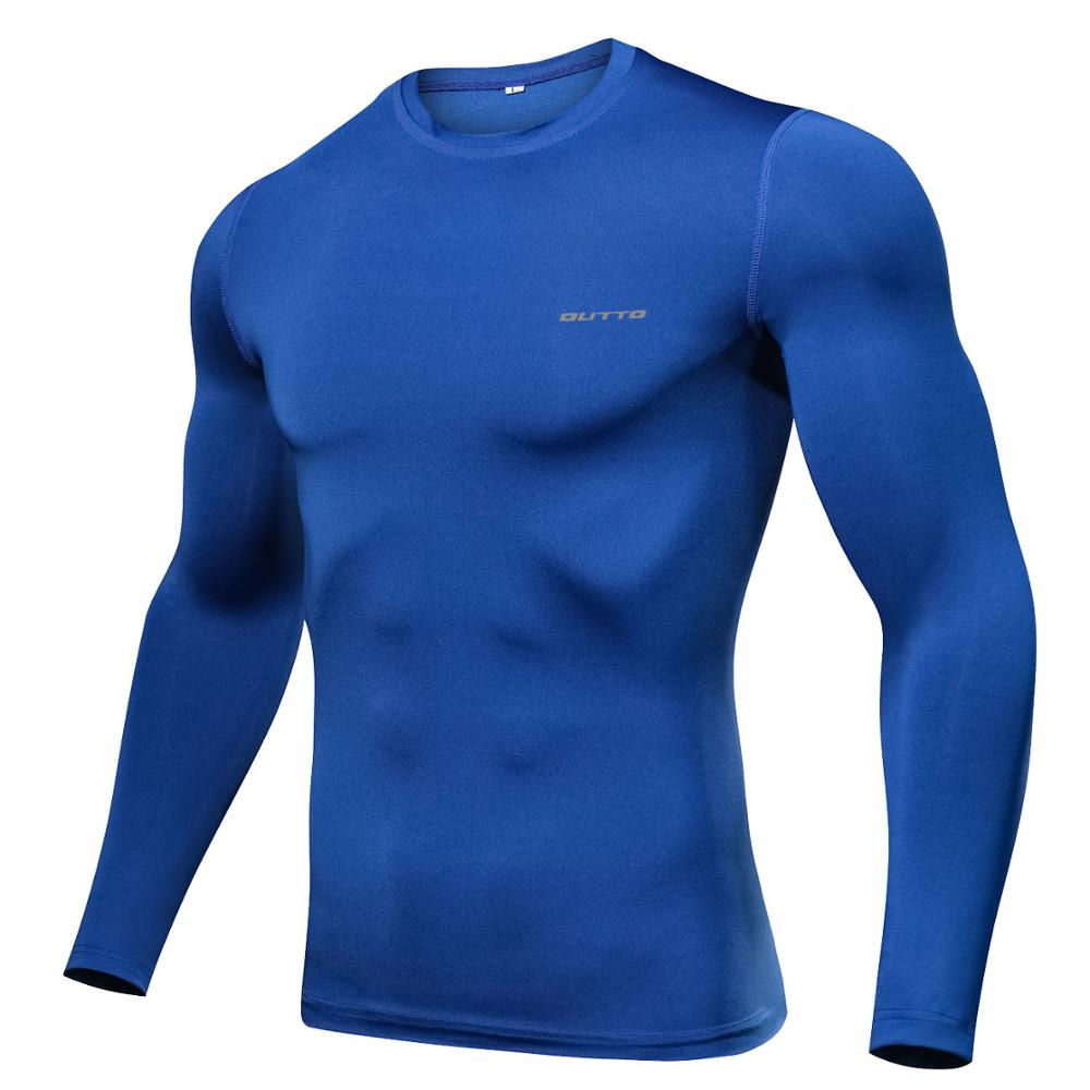Outto hombres de ciclismo capas de la Base de manga larga de compresión de secado rápido Fitness correr ropa interior de bicicleta: Azul / XXL
