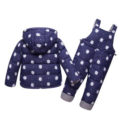 Garçon fille hiver ensemble enfants duvet d'oie 95% + enfant en bas âge manteau à capuche motif quatre couleurs épaissi 1-3 ans bébé hiver Ski Suit
