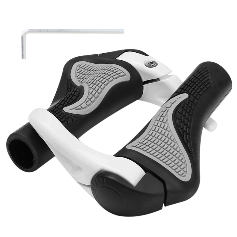 Bicycle Handlebar Grip Ergonomic Anti-Skid Lock-on Handle Cover Aluminum Alloy Rubber Grip MTB Bike N66: White