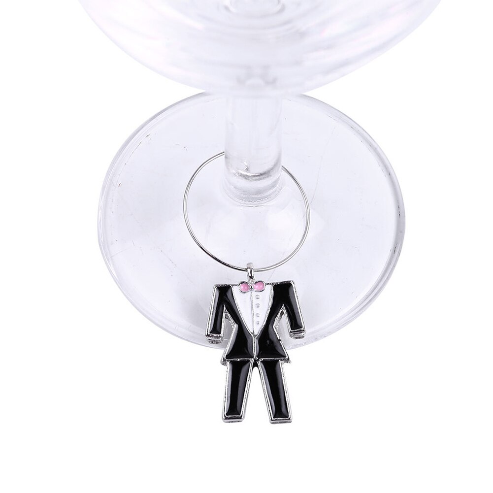 5pcs Wedding Decor Pendant Party Favors Wine Glass Charms Goblet Rings Wire Hoop Markers DIY Keychain Engagement