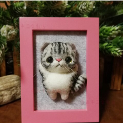 Cat stereo frame wool needlepoint kit wool felt needle felting pendant craft needlecraft DIY handmade
