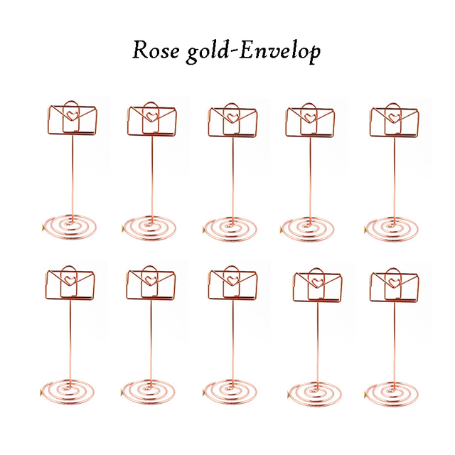 10pcs Table Number Holder Various Shapes Place Cards Holders Stands Photo Note Clips for Wedding Birthday Event Reception Decor: 10