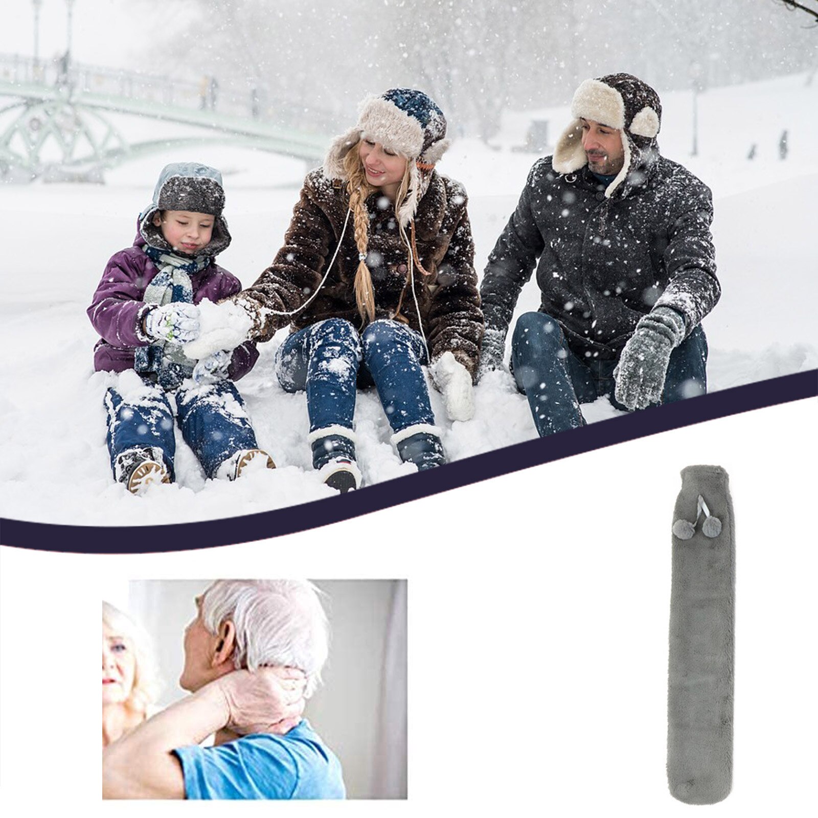 Warm Warm Water Fles Pluche Soft Cover Handwarmer Premium Natuurlijke Warmte 1L Ondersteuning En: DARK GRAY