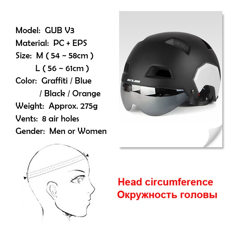 Men Women Ultralight Cycling Helmet MTB Mountain Road Bike Helmet with Goggles Breathable Integrally Molded GUB V3
