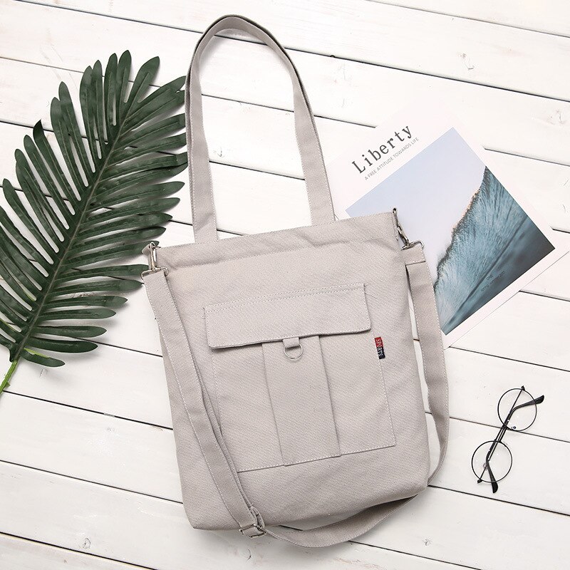 Sacs d'épicerie en coton, cabas de Shopping, sac à main solide Recyclable, Simple et sain, à la: Grey