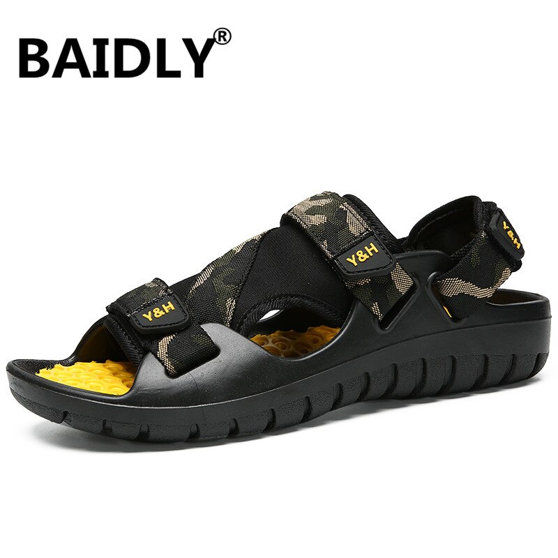 Luksus sommersko mænd sandaler mandlige sandalier strandsko blød bund åndbare sandalias hombre mænd sko
