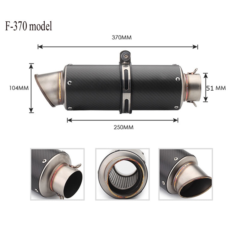 Carbon Fiber Motorcycle Exhaust Pipe Muffler Escape F800r trk502 gsxr750 msx125 cb650f z750 z900 z1000 pcx125 tmax 530