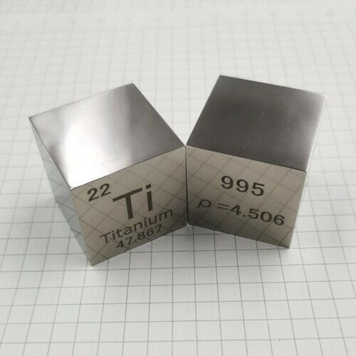 99.5% Hoge Zuiverheid Titanium Metalen Ti Gesneden Element Periodieke Tafel 1 "Cube