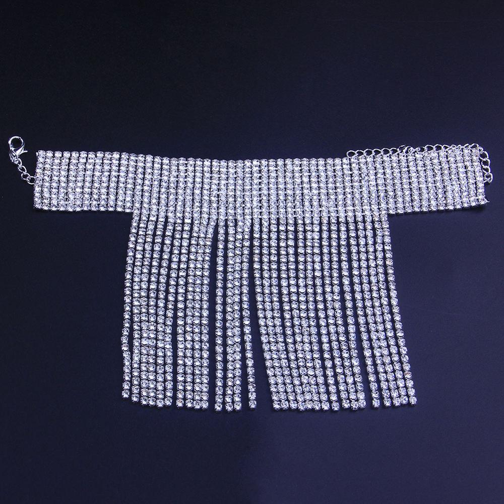 1 pièces breloque brillant strass Long gland cheville Bracelets pour femme mariage pieds nus sandale cheville plage mariée pied chaîne: Plaqué Argent