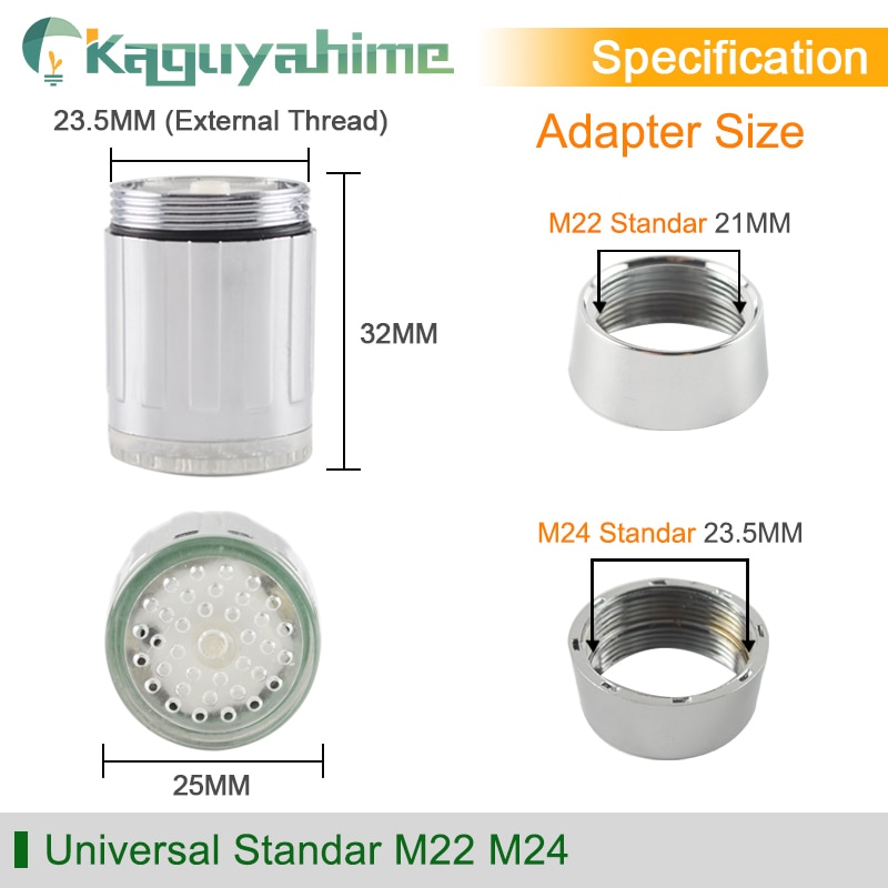 Kaguyahime Led Water Kraan Kleurrijke Douchekop Tap Accessoires Glow Nozzle Voor Badkamer Keuken Head Light 3 Kleuren 7 Kleuren