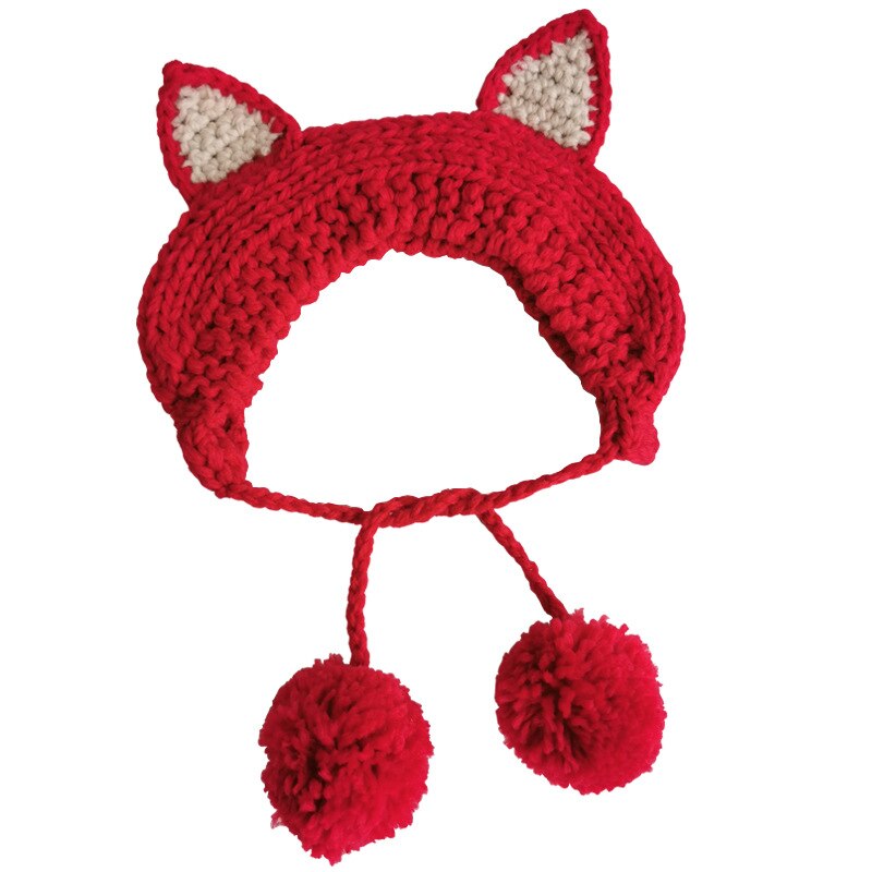 K72 fascia Dei Capelli Del bambino dei bambini Del Cappello di Inverno di Autunno Berretto di Lana bambino Paraorecchie Tenere in Caldo in Inverno Carino Orecchio di Gatto cappello di Lana pizzo-su