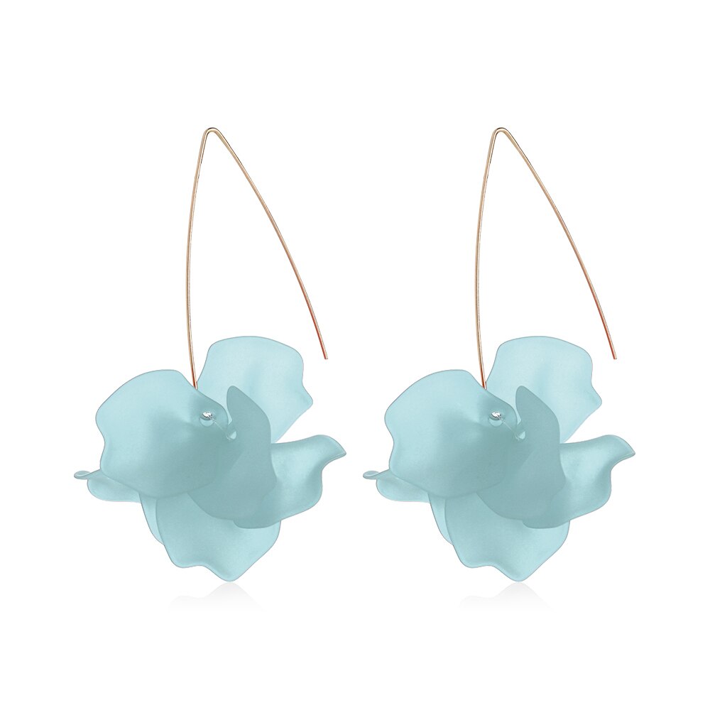 1 par nuevos diseños multicolor Flor de resina de pendientes largos Bohemia hecho a mano pétalos pendientes colgantes para de mujer: 1-Light Blue